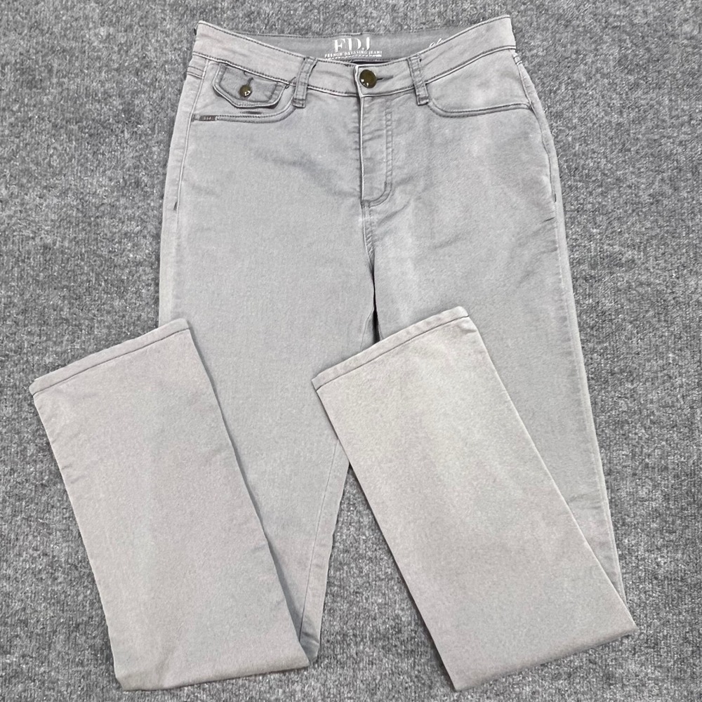 FDJ French Dressing Jeans Olivia Women Size 2 Grey Straight Leg Stretch Denim